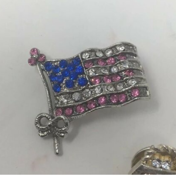 5 American Flag Red White Blue Rhinestone Patriot - Picture 2 of 8